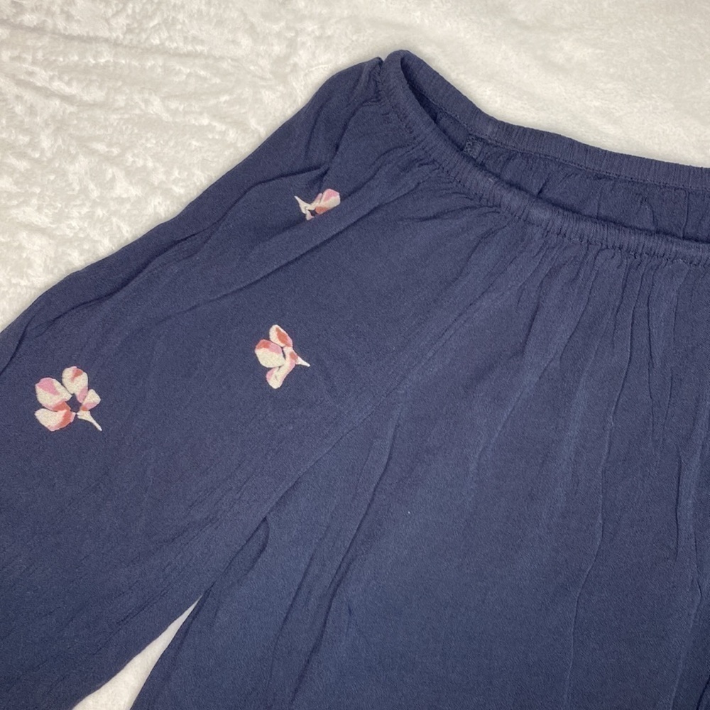 BILLABONG Light It Up Blue Floral Raglan Sleeves Crop Top Size Large - Picture 5 of 16